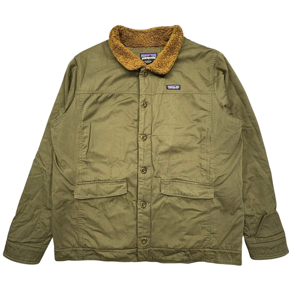 Patagonia Maple Grove Deck Jacket Mens XXL Green Organic Cotton Canvas Sherpa